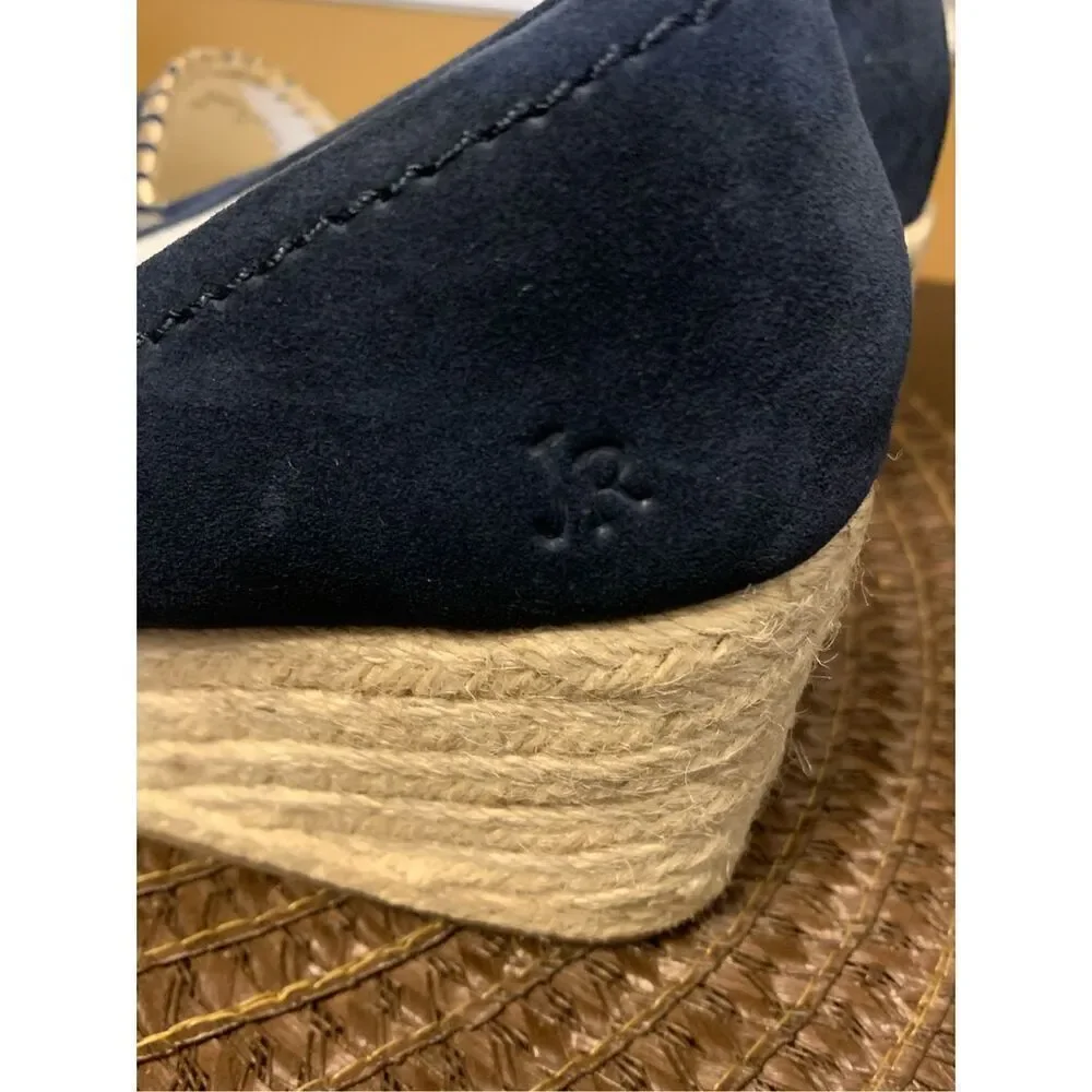 Jack Rogers Palmer Espadrille Shoes Wedge Heel Midnight Blue Suede Sz 7